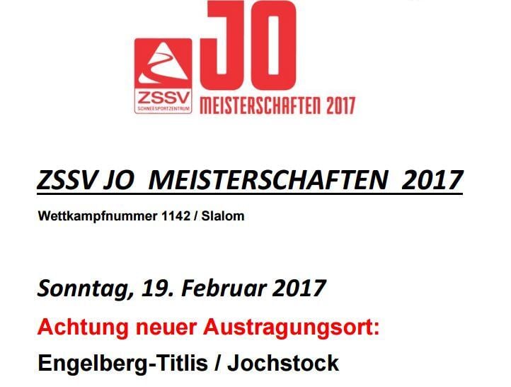 ZSSV Meisterschaften verschoben auf den Jochstock